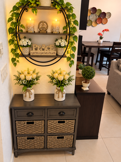Entryway Storage Cabinet + Round Wall Shelf + Décor Bundle $150