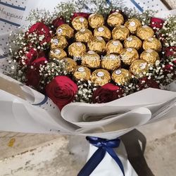 Flower and chocolate bouquet