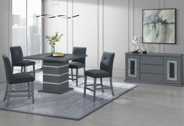 Modern Gray Counter Height Dining Set ON SALE