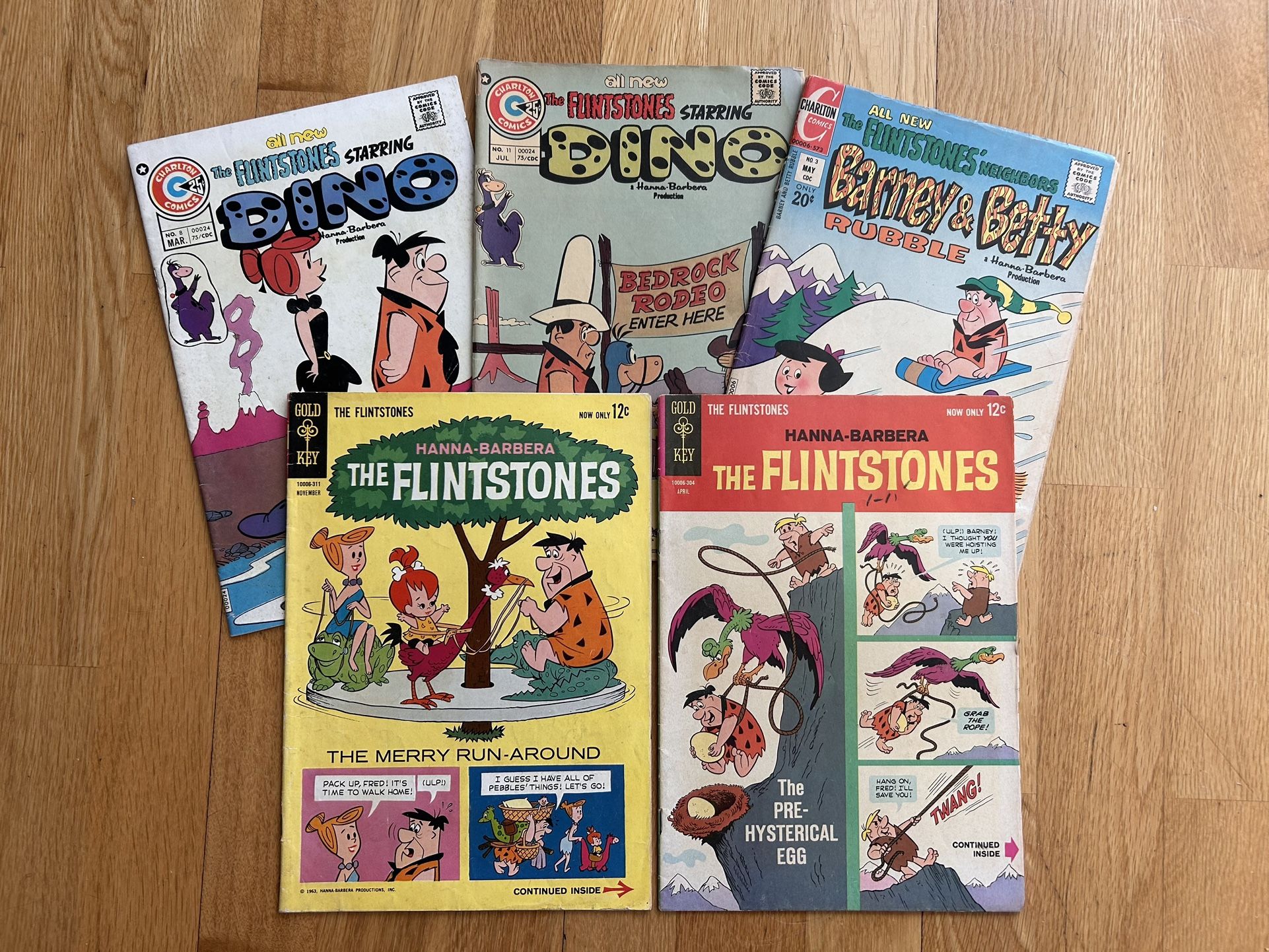 Flintstones 10 15 Gold Key 1963 Dino 8 11 Barney Betty 3 Charlton Comic Book Lot
