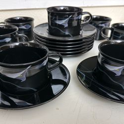 Mikasa Galleria Opus Black – 8-Piece Cup & Saucer 