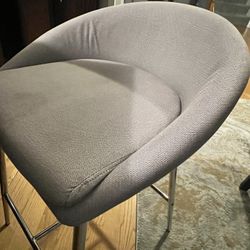 Matisse Glam 26" Counter Stool With Chrome Frame And Grey Fabric - Set Of 4