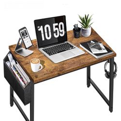 DLisiting Small Desk for Small Spaces - Student Kids Study Writing Computer Table for Bedroom School Work PC Workstation,Rustic 30 31 Inch