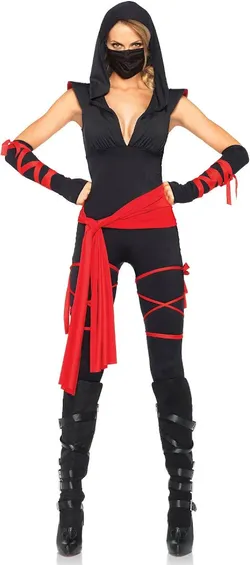 NEW  Black And  Red Ninja Halloween Costume SX-s