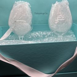 Tiffanya & Co. Crystal Red Wine Glasses – Set of 2 with Original Gift Packaging (box, bag, ribbon)