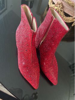 Betsy Johnson Red Rhinestone Boots