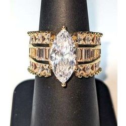 Lab Created Diamond Size 7 14kt Yellow Gold Plated