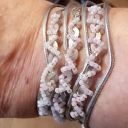 Beaded Cuff Bracelet - Purple