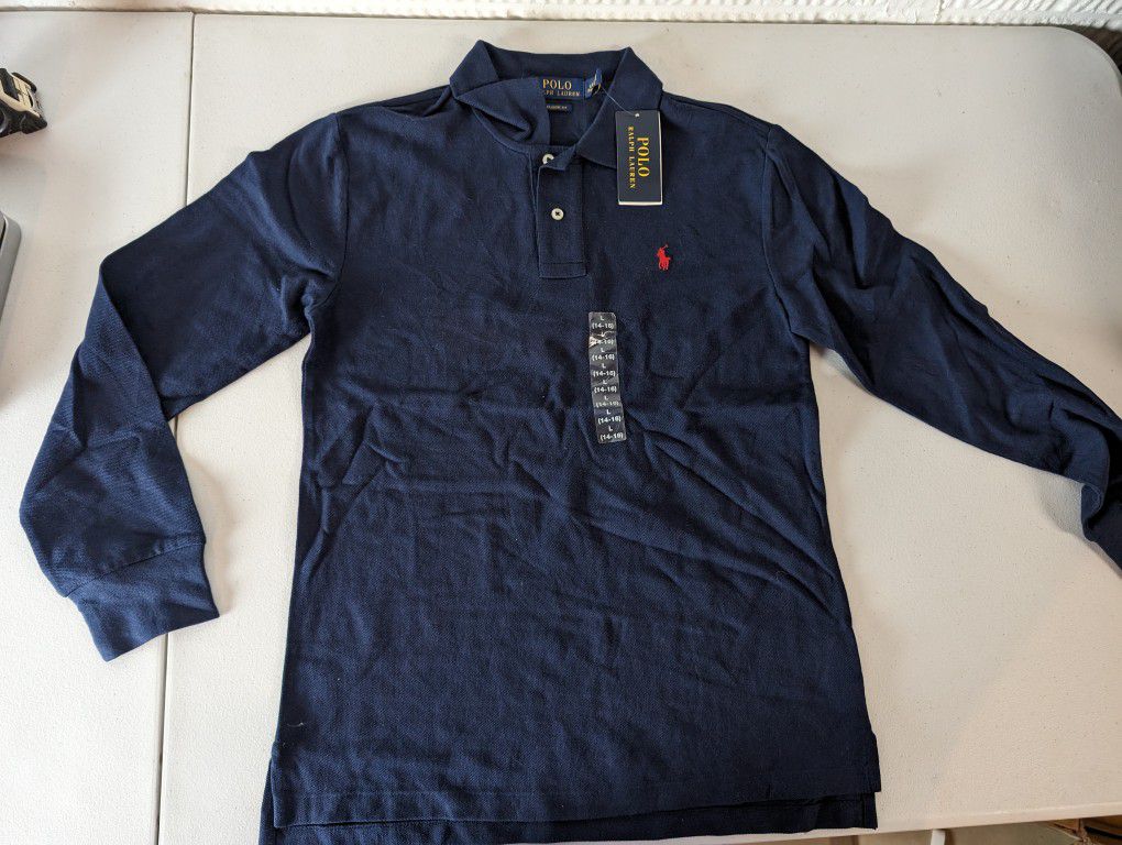 Polo Ralph Lauren Navy Blue Cotton Classic Fit Long Sleeve Polo T-Shirt L