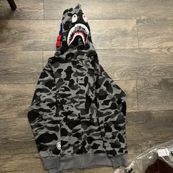Grey Bape Full Zip Up Size Medium