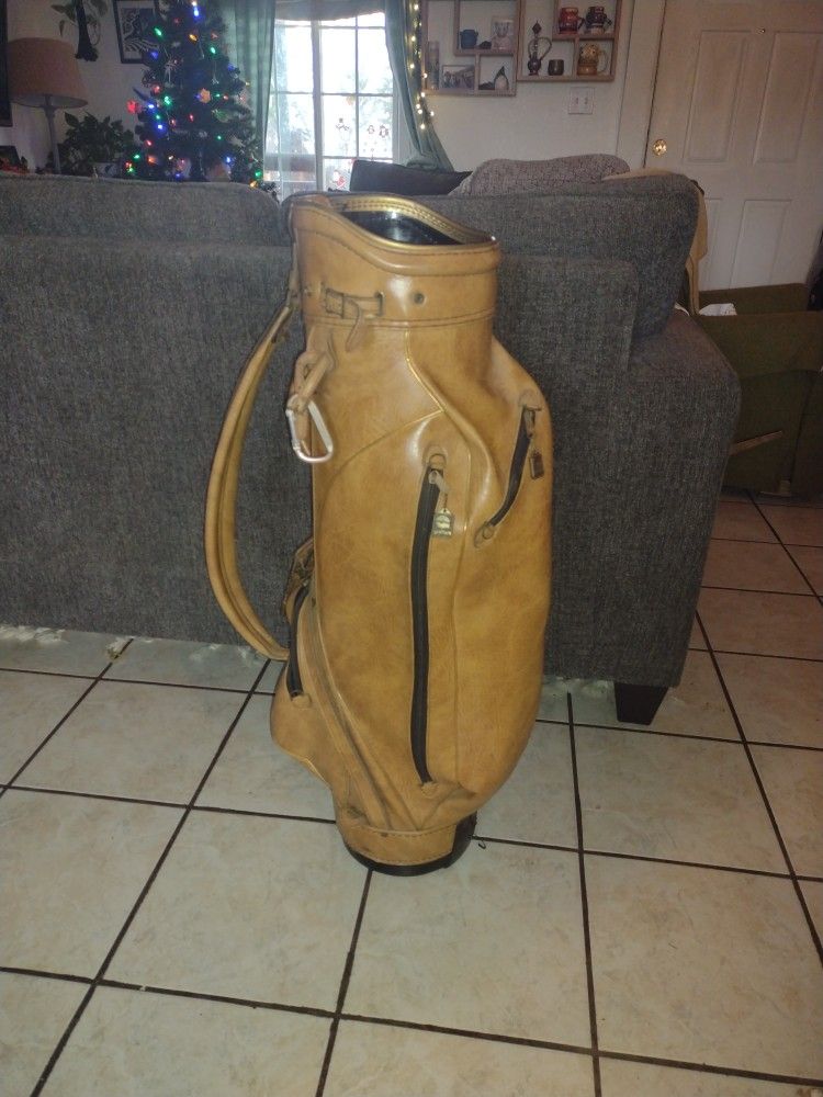 Golf Bag Caddy Vintage Brown Leather
