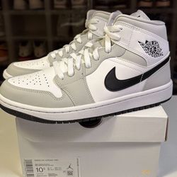 Nike Air Jordan 1 Mid Light Smoke Grey Fog Black 