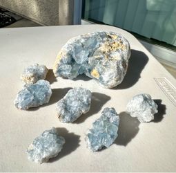 Celestite Crystal Cluster Lot – 7 Pieces