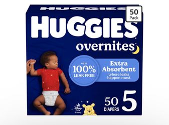 Huggies overnites size 5, 50 count