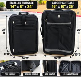 2-Piece Black Rolling Luggage Set – Like New – Gently Used