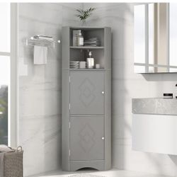 Assembled new  Tall Bathroom Corner Cabinet, Freestanding Storage Cabinet with Doors and Adjustable