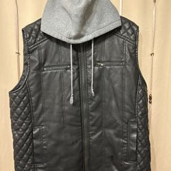 Leather Like (Biker Type) Hoodie Vest