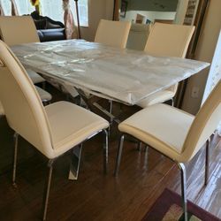 Modern Glass Dinner Table, Set
