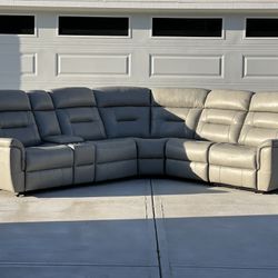 ⚪️Brand New Genuine Alpine Leather Powered Reclining Sectional 