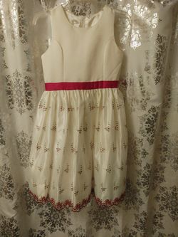 Girls Size 16 Dress Formal White Dress With Red