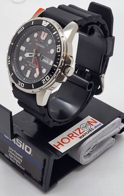 Casio - Stainless Steel Resin Band Men's Quartz Watch - MTPS110-1AV