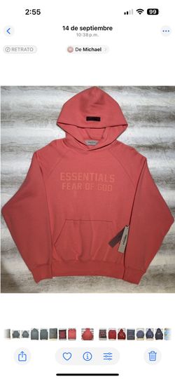 Essentials Fear Of God Coral Hoodie