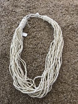 White beaded multi-layered necklace