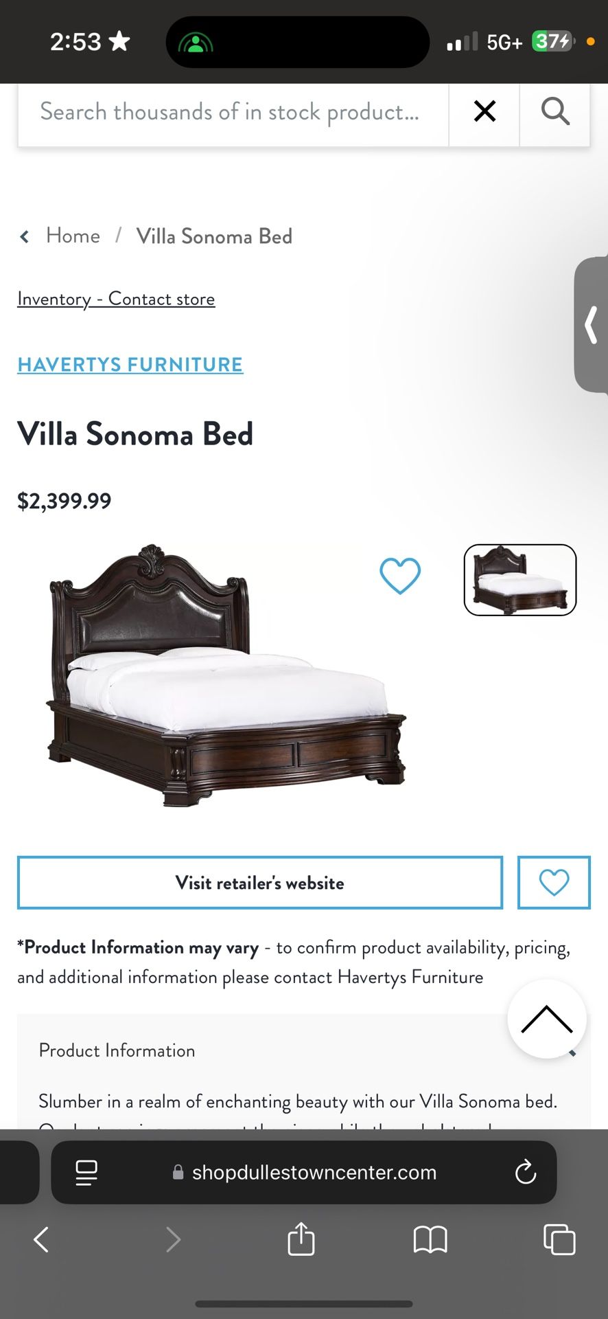 Villa Sonoma Queen Size Bed