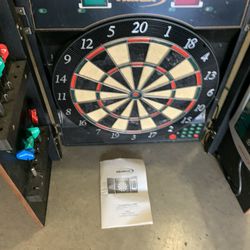 Pre-owned HALEX CricketView 2200 Electronic Dartboard And Wood Cabinet  If you know about this Dartboard  Make me an offer right now  I do not have th
