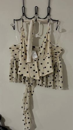Windsor Cream Polka Dot Halter Crop Top