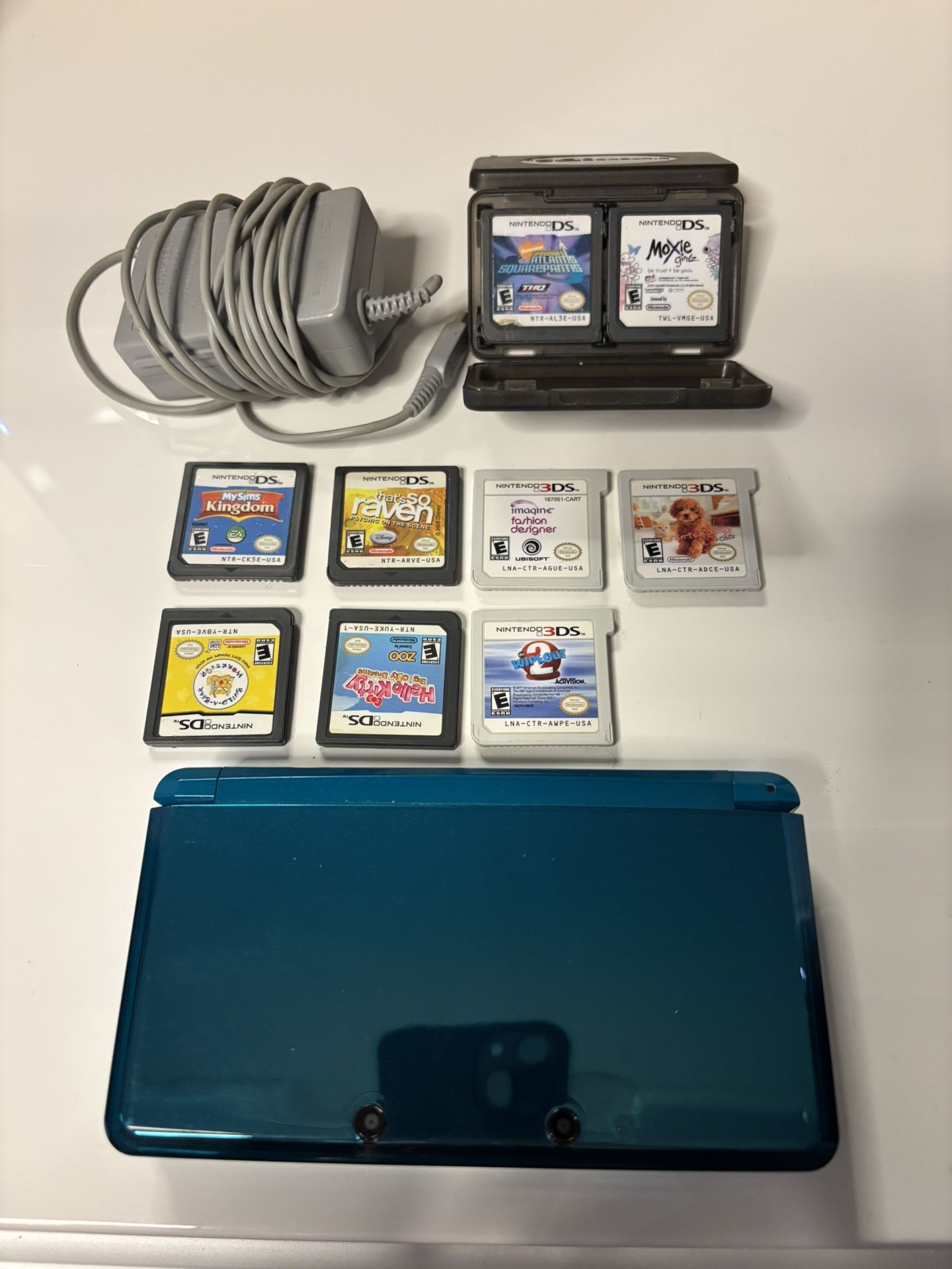 Nintendo 3DS Handheld System - Aqua Blue Console with Games