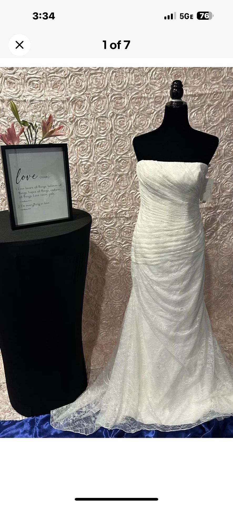 Vera Wang Ivory VW351044 Wedding Dress Size 12 NWT