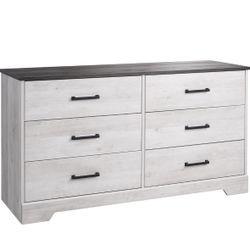 Double Dresser - Prepac Farmhouse Rustic Ridge 6-Drawer