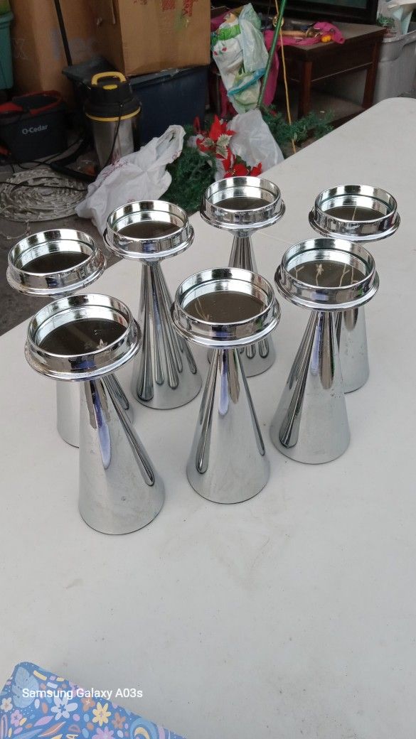 Ikea 7pc Silver Pillar Candle Holder
