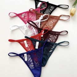 8 PCs Thong Panties - Sultry Low-Rise Lace Thong Panties - Breathable, Comfortable, with Bow-Knot - Sexy G-String Bikini Underwear for Women Lingerie