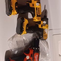 DeWalt and Milwaukee 12V drills with battery $50 Each  