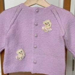 Handmade Knit Lilac Toddler Cardigan Front Buttons 3 T