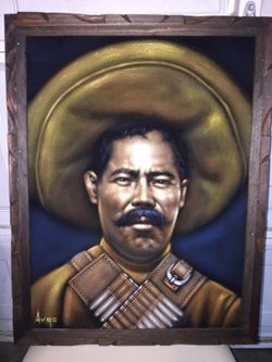 Pancho Villa oil painting with frame