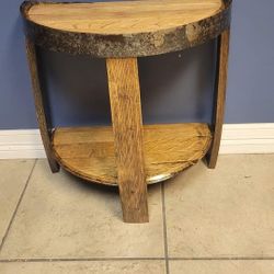 Hand Crafted Bourbon Barrel End/Side Table