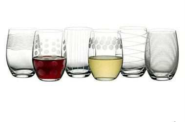 Mikasa Cheers Stemless Wine Glasses Fine European Lead Free Crystal Set Of 6