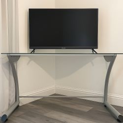 Modern Glass Desk / TV Stand – 56” x 30” x 30”