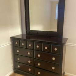 Brown Dresser and Mirror