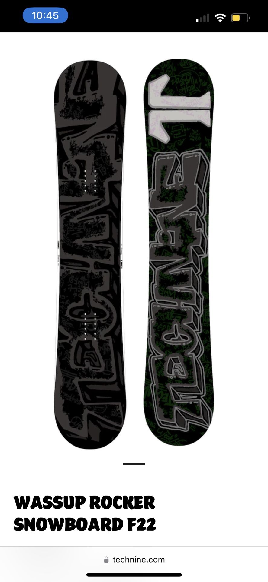 tech nine snowboard with bindings