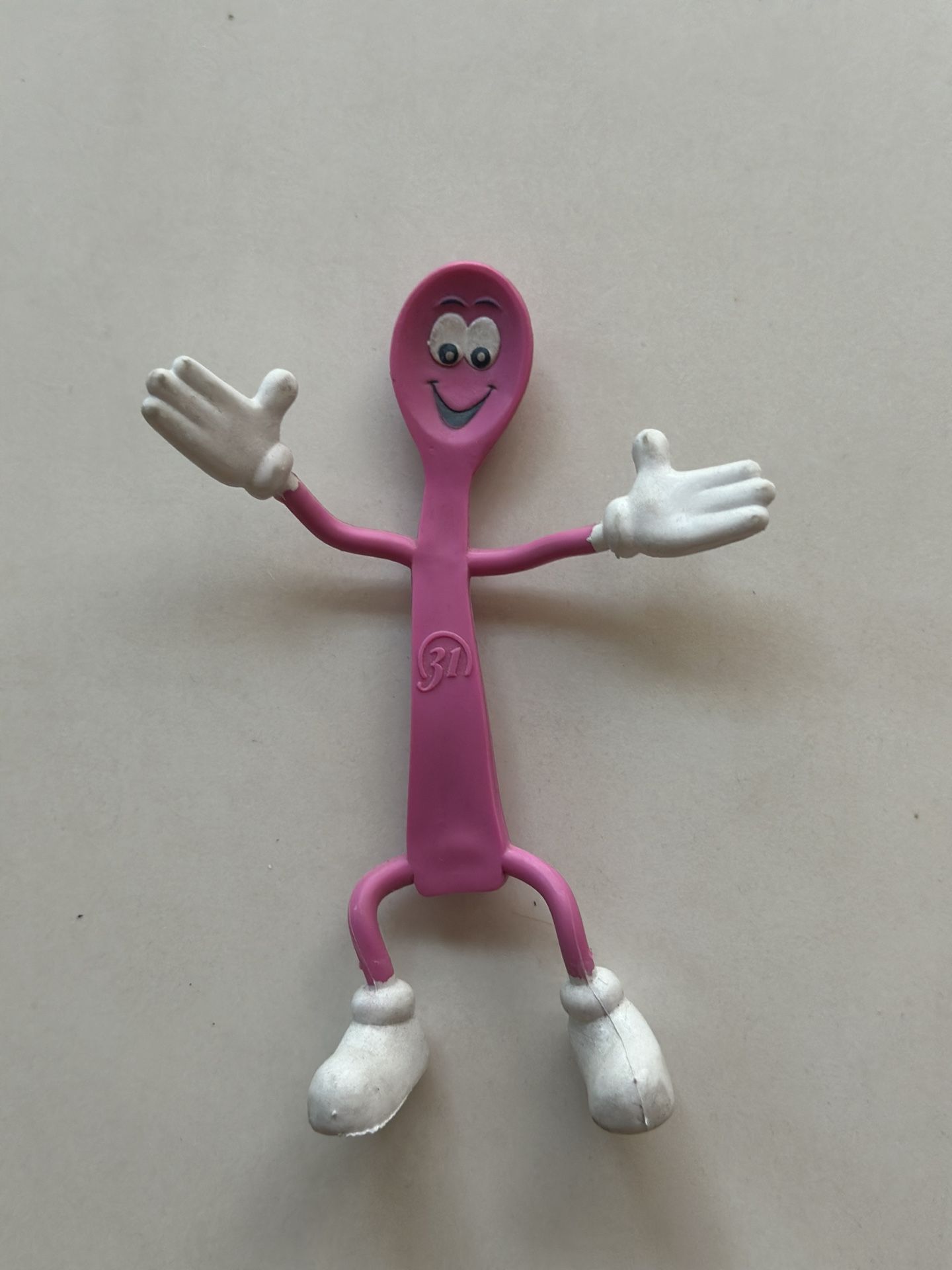 vintage baskin robbins 31 flavors bendable pink spoon mascot