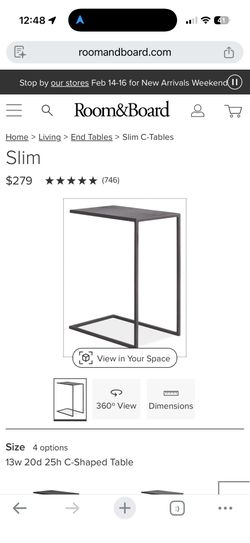 Room & Board C-shaped Side Table