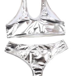Metallic Silver Bikini Size S