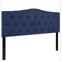 Blue Tufted / Padded Queen Size Headboard 