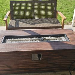 Wood Patio Firepit Seating Set