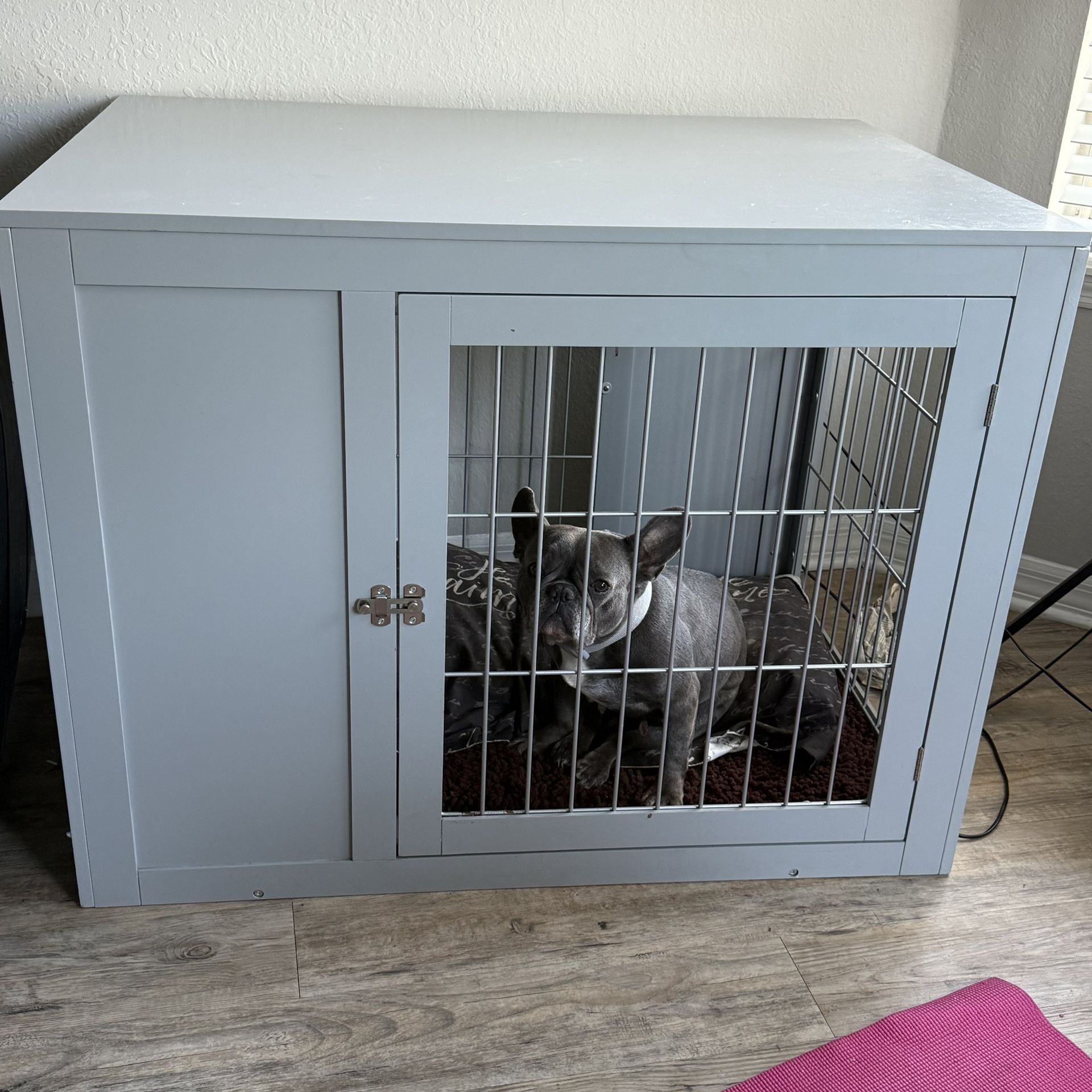 UniPaws Gray Wooden End Table Dog Crate, 41" L X 28" W X 31" H, Large