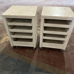 Set of 2 - four drawer rolling tool hardware craft storage cabinets on wheels